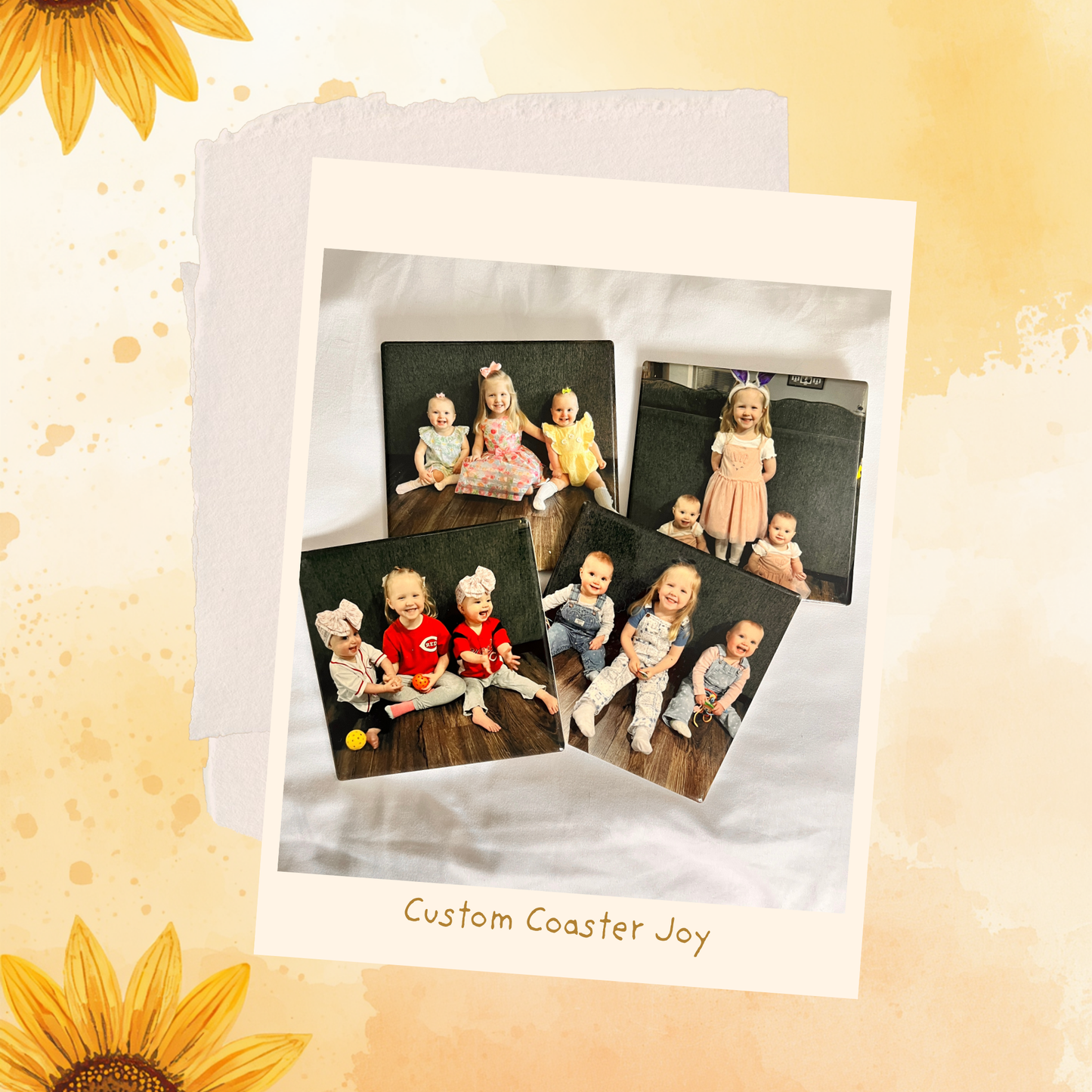 HSSJ Custom Photo Coasters - additional angle of the finished sublimated set