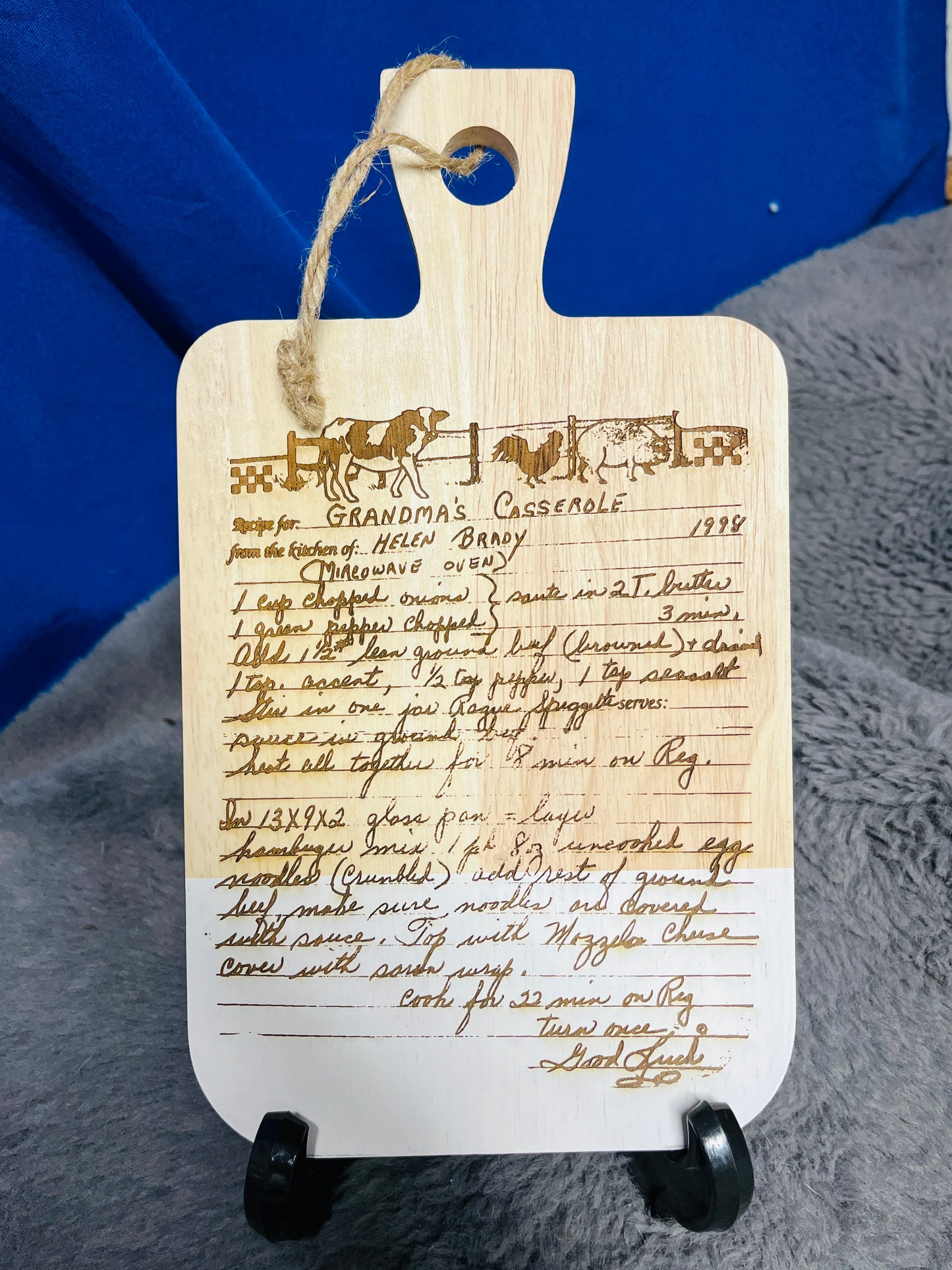 Custom engraved recipe cutting board personalized family heirloom kitchen gift
