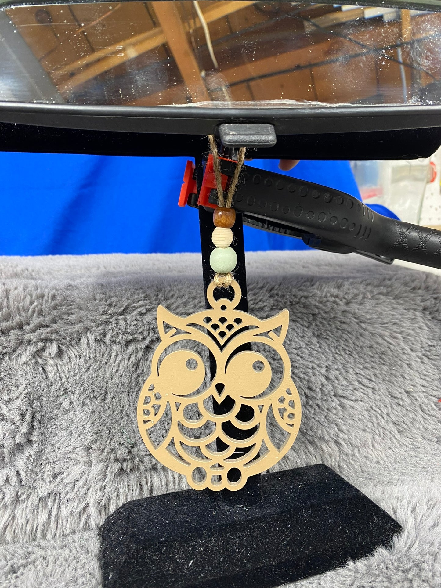 Owl car charm handmade rearview mirror accessory gift