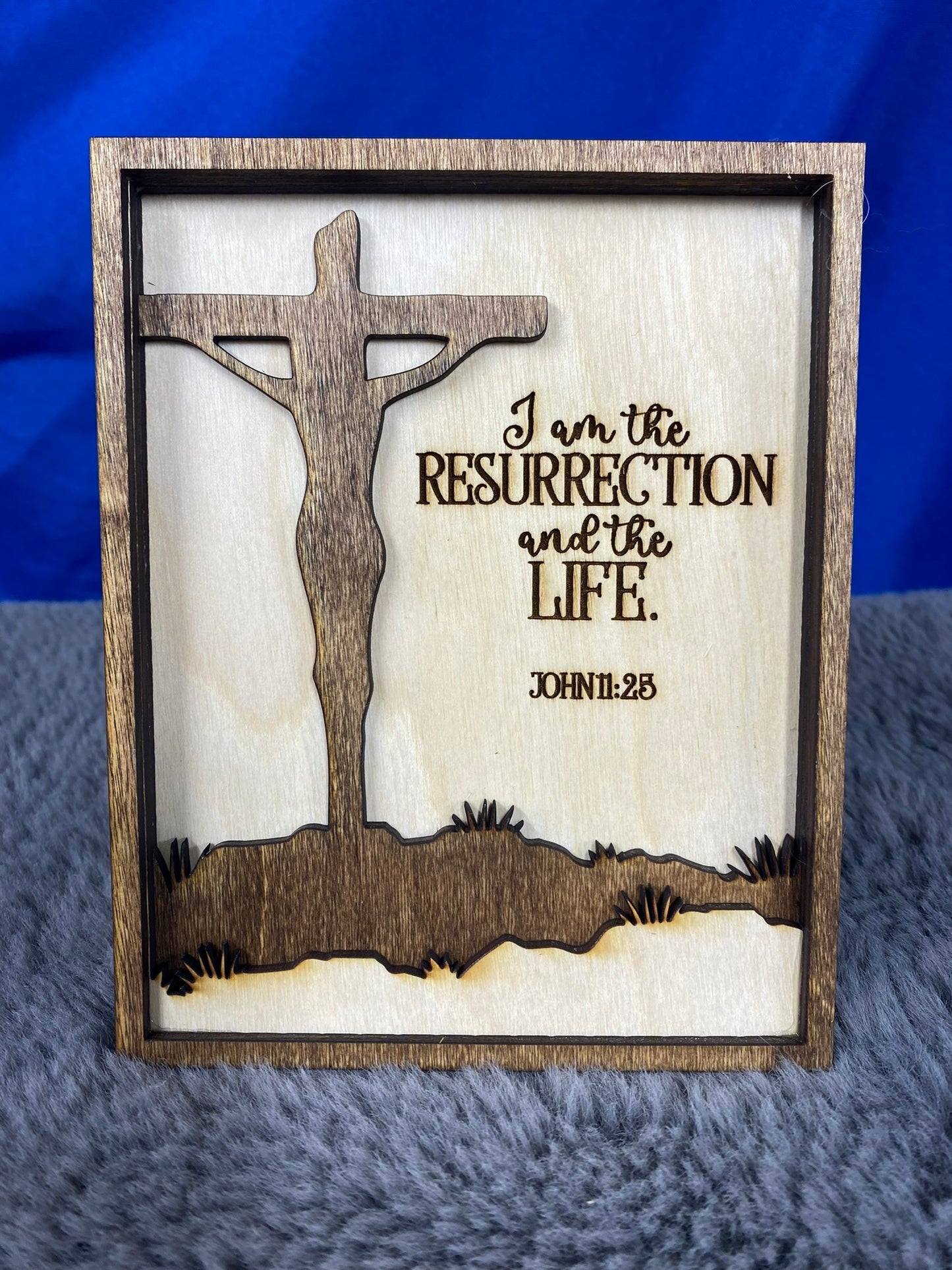 "I Am the Resurrection" Christian Easter faith wood plaque home decor