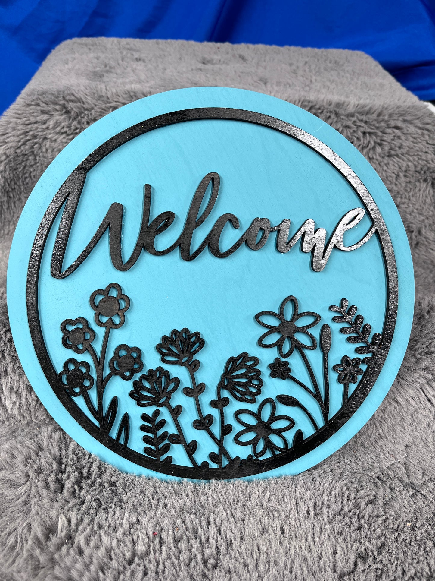 Welcome door hanger handmade wood home decor gift