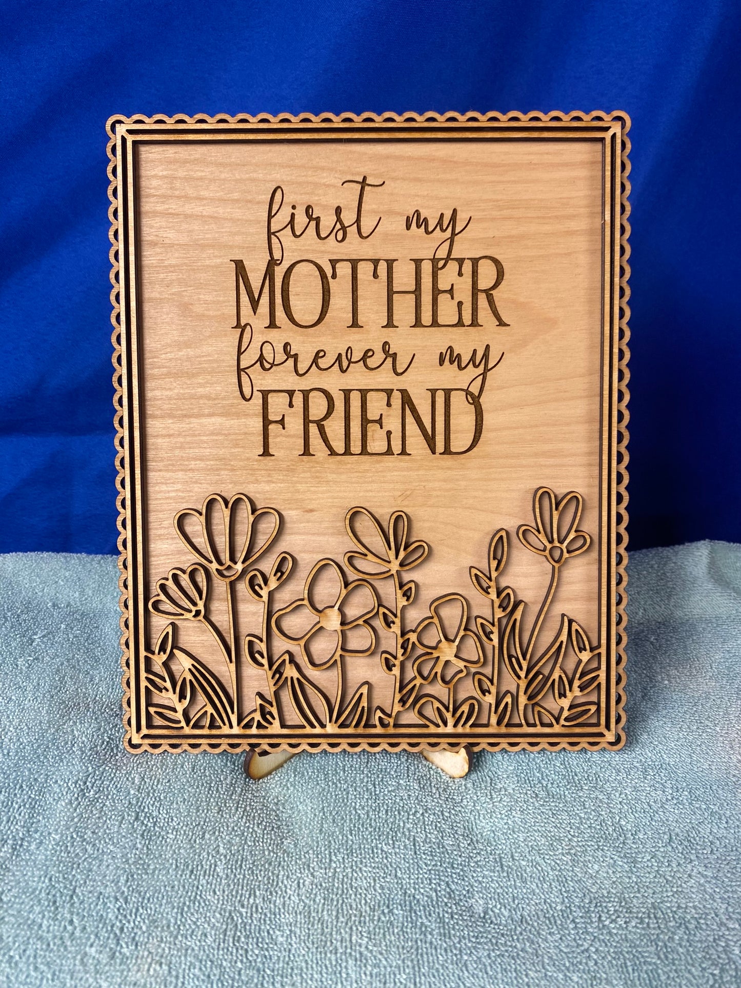 Mother's Day wood plaque handmade floral keepsake gift for mom