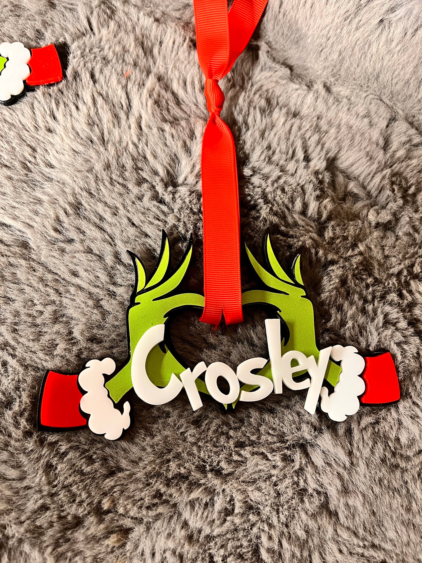 Personalized Grinch Hands Christmas ornament custom name holiday keepsake