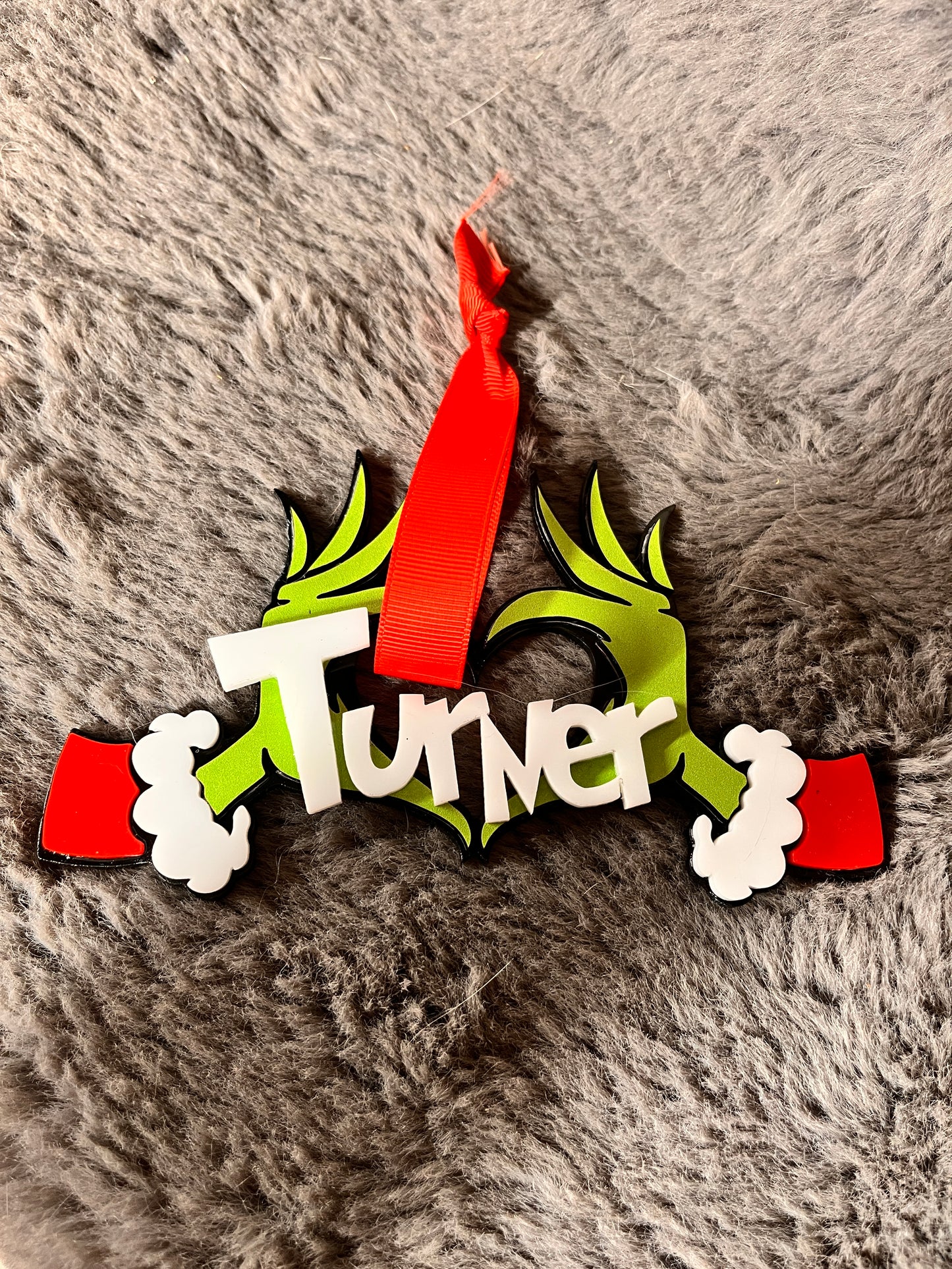Personalized Grinch Hands Christmas ornament custom name holiday keepsake