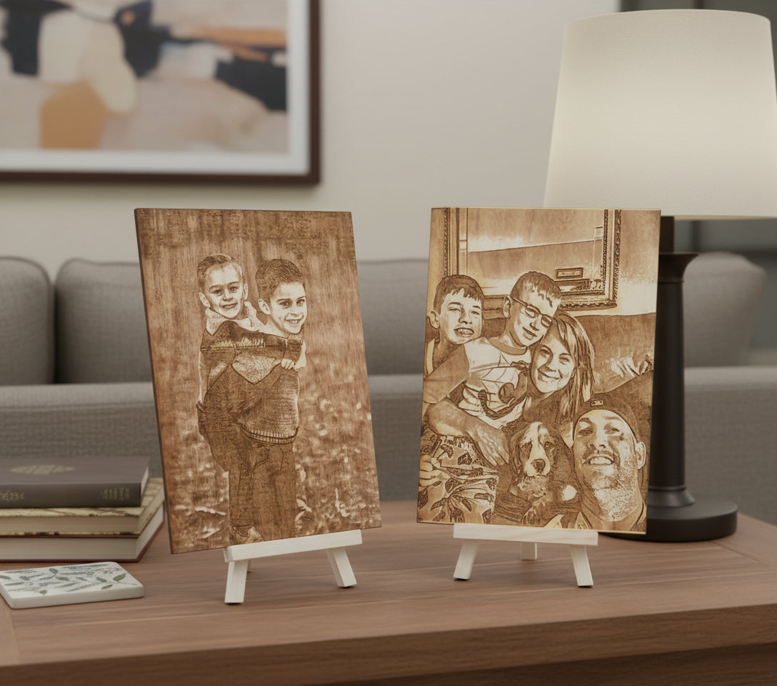 Personalized laser engraved photo on wood custom memorial keepsake gift