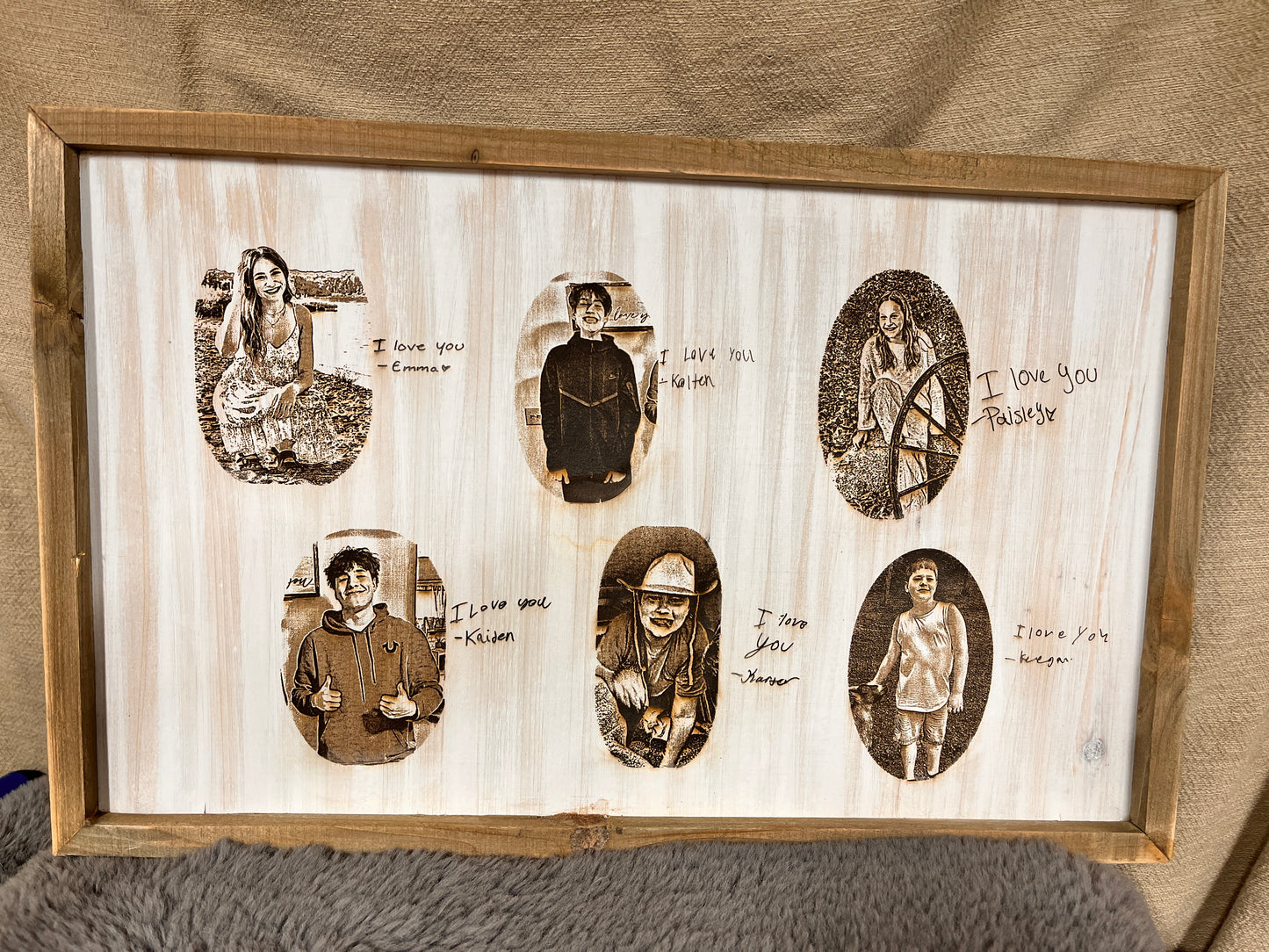 Personalized I Love You memory photo plaque custom wood engraved memorial gift