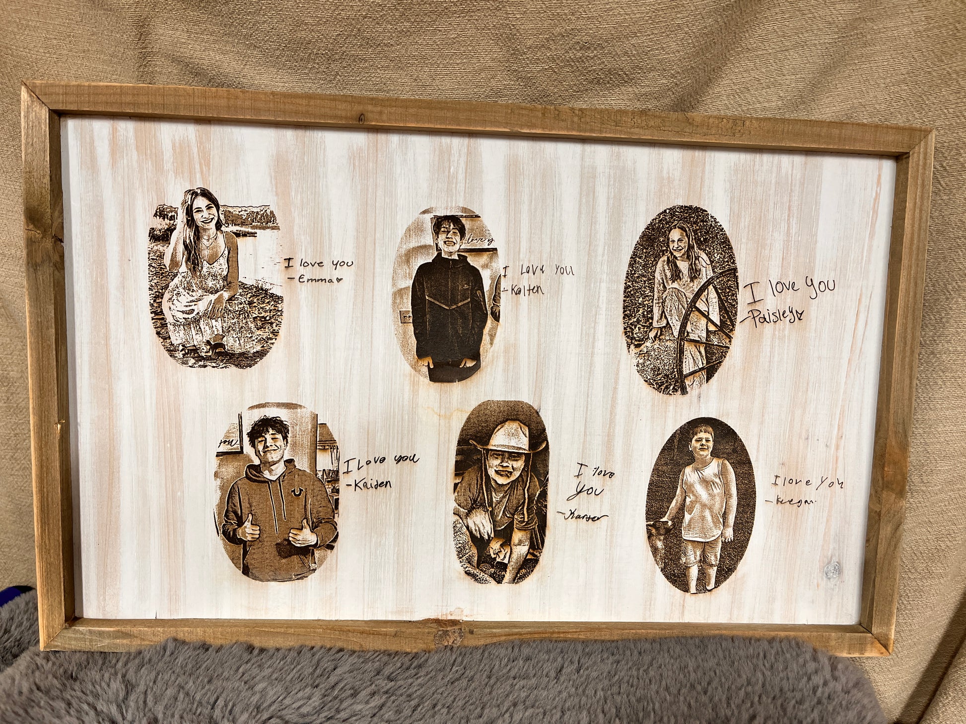 Personalized I Love You memory photo plaque custom wood engraved memorial gift