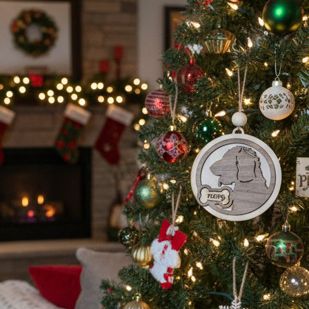 Personalized dog silhouette ornament custom pet name Christmas keepsake