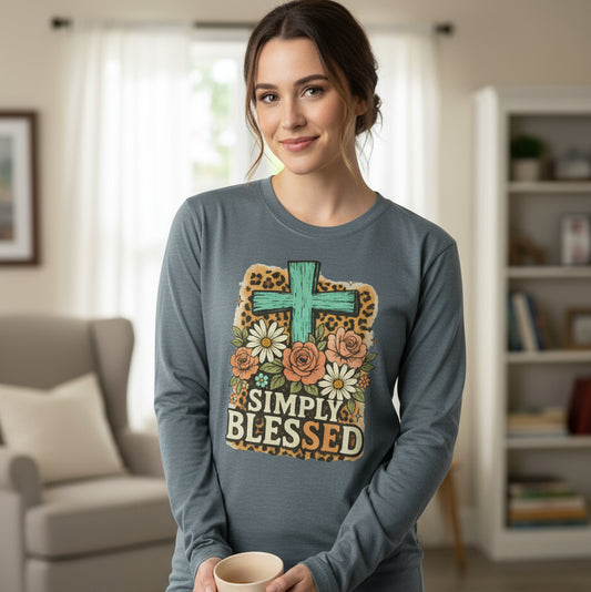 Simply Blessed fall Christian faith graphic shirt