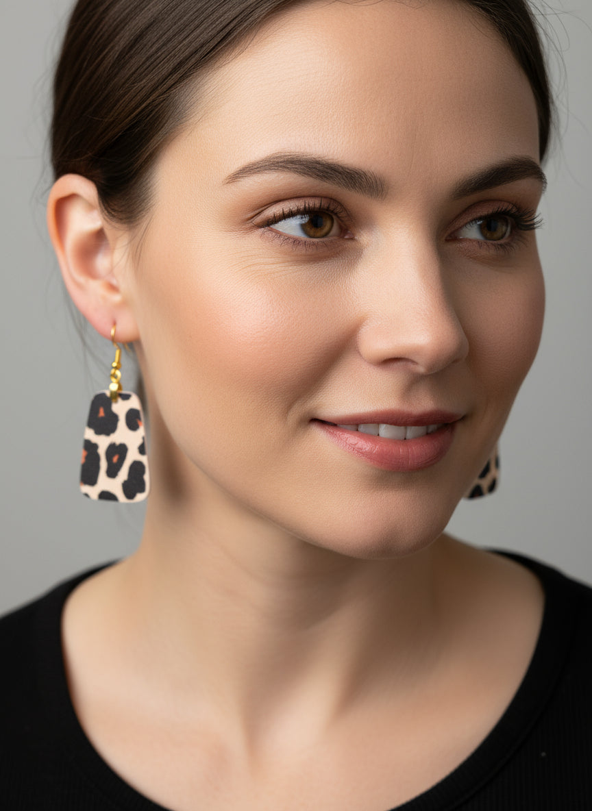 Animal print dangle earrings handmade statement acrylic jewelry
