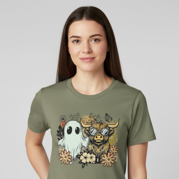 Halloween Cow Ghost funny fall holiday shirt