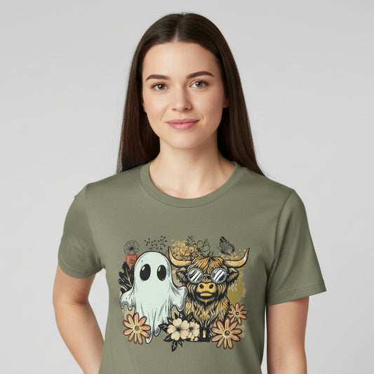 Halloween Cow Ghost funny fall holiday shirt
