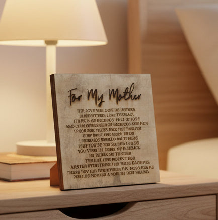 "For My Mother" engraved wooden keepsake plaque mothers day gift