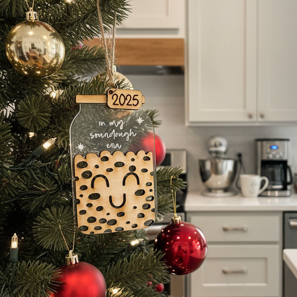 In My Sourdough Era 2025 funny wooden Christmas ornament baker gift