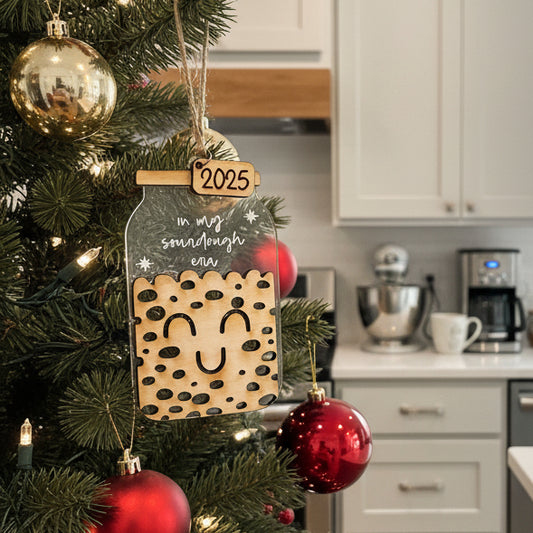 In My Sourdough Era 2025 funny wooden Christmas ornament baker gift