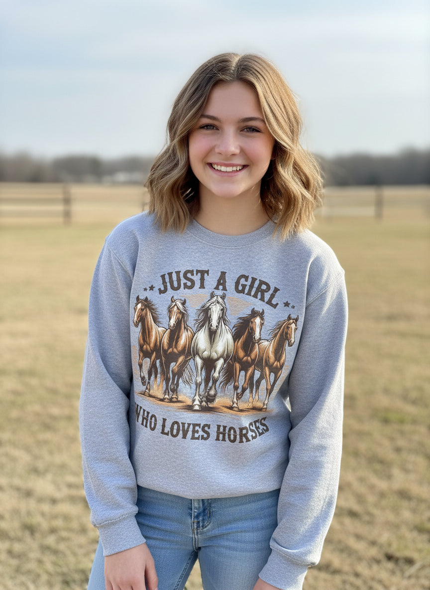 Just a Girl Who Loves Horses western cowgirl sweatshirt