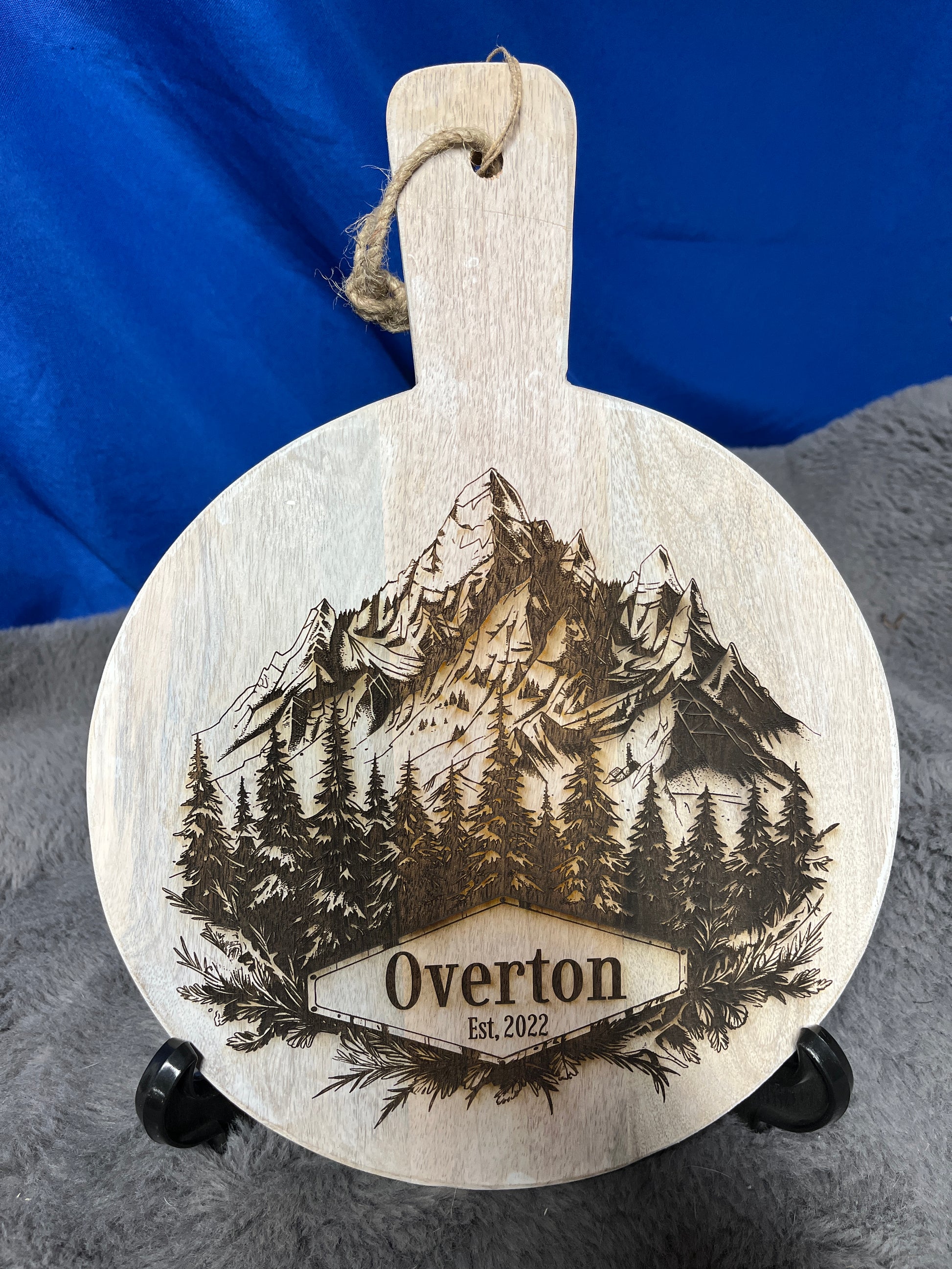 Custom engraved mountain cutting board personalized outdoor adventure gift
