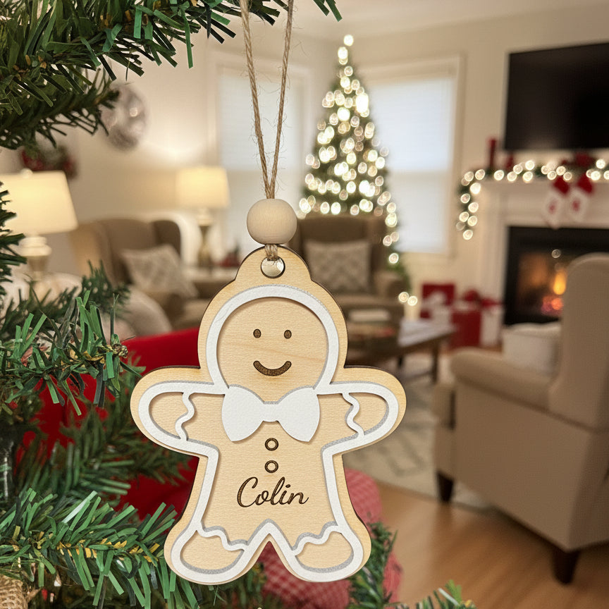 Personalized gingerbread boy Christmas ornament custom name holiday keepsake