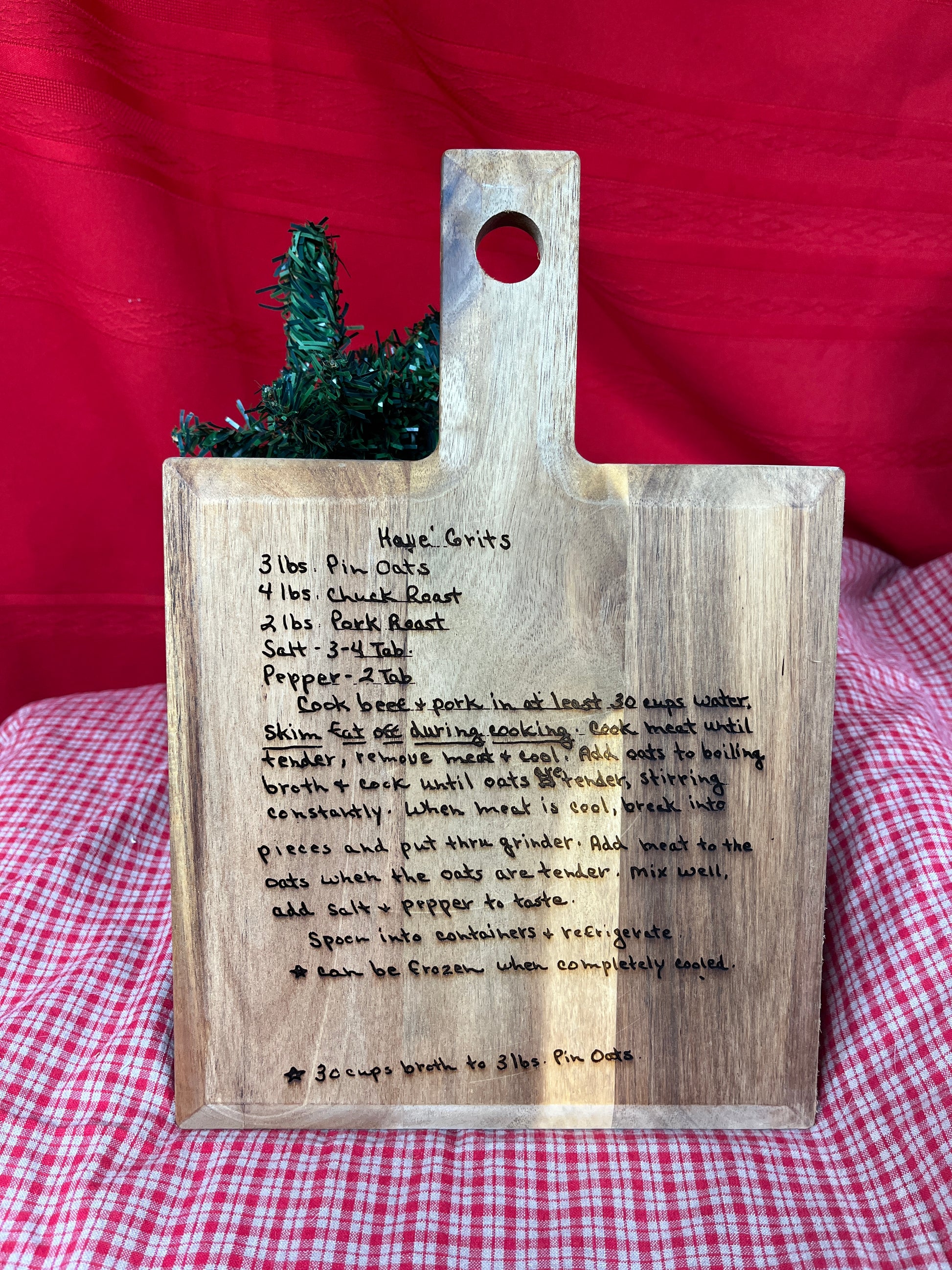 Custom engraved recipe cutting board personalized family heirloom kitchen gift