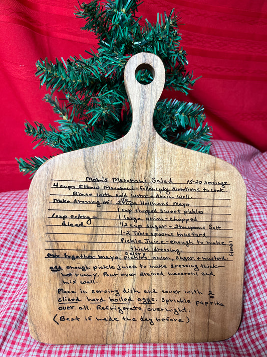 Custom engraved recipe cutting board personalized family heirloom kitchen gift