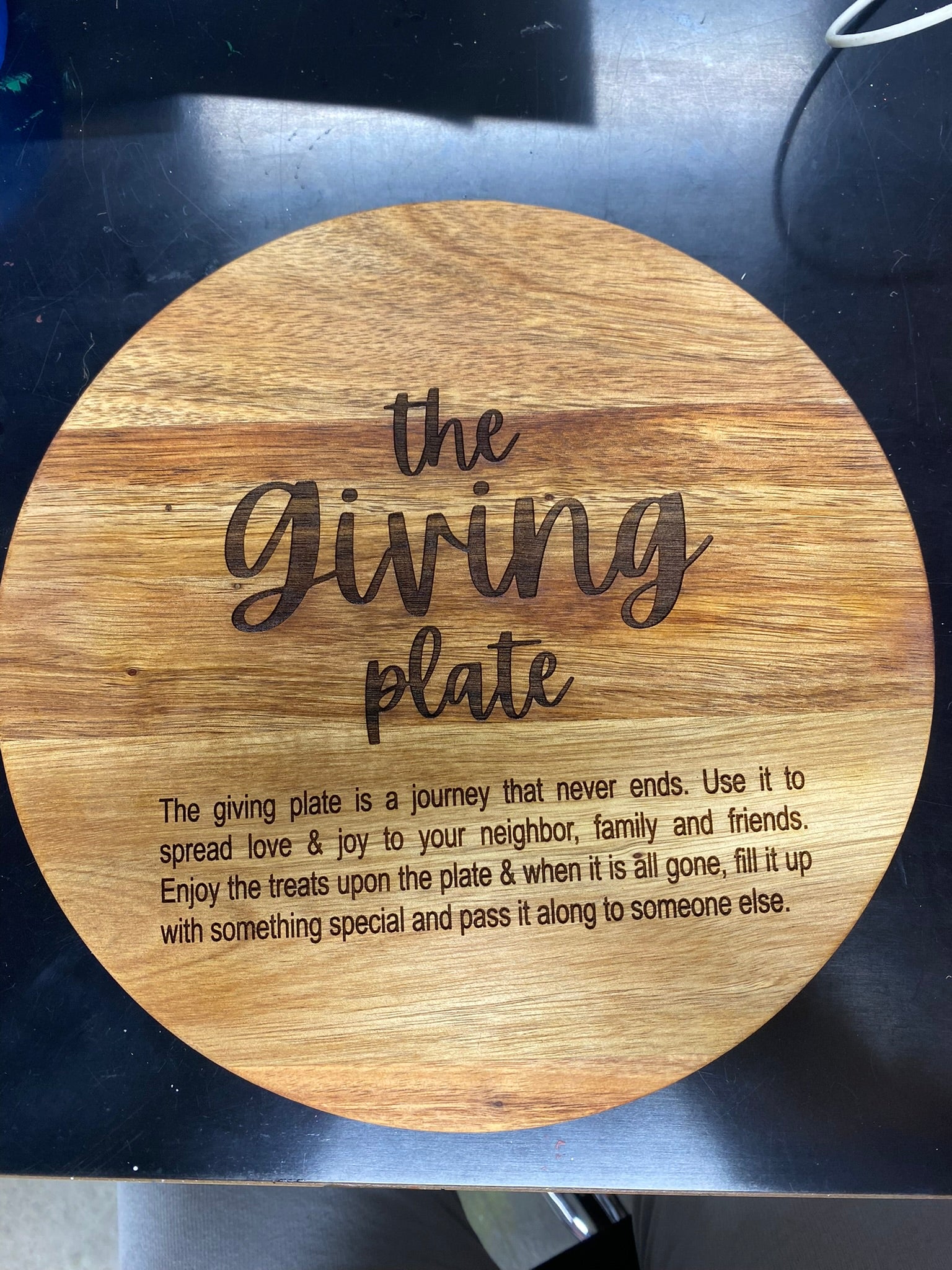Wood giving plate handmade unique home decor gift
