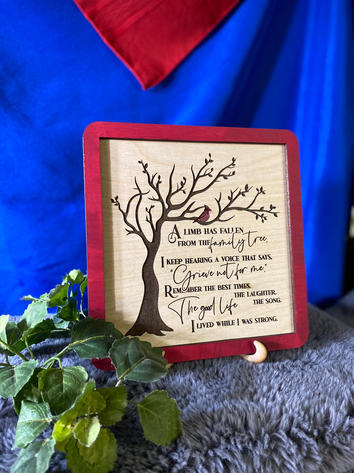 Custom memorial plaque engraved wood keepsake remembrance gift