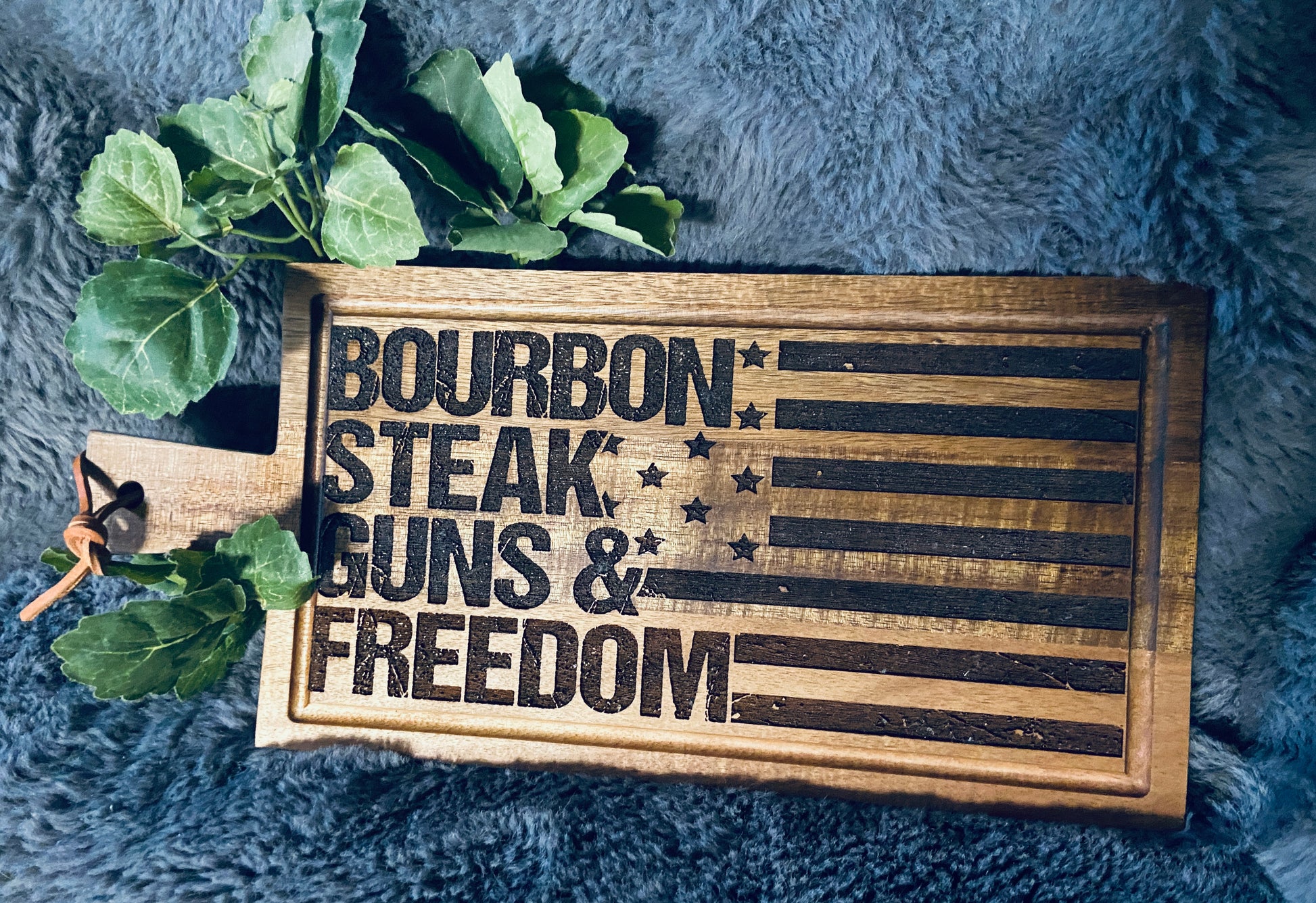 Beer Steaks Guns and Freedom engraved cutting board funny gift for him