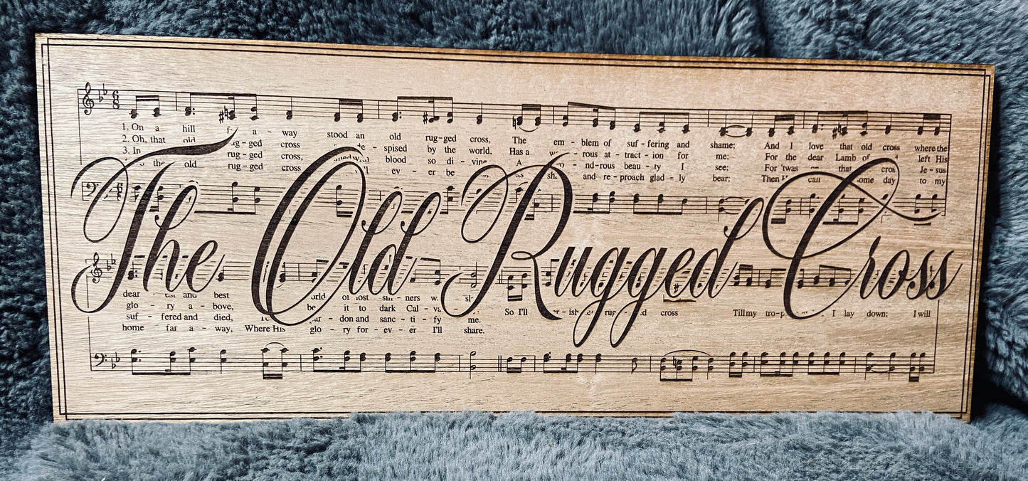 The Old Rugged Cross hymn display plaque handmade Christian wood sign
