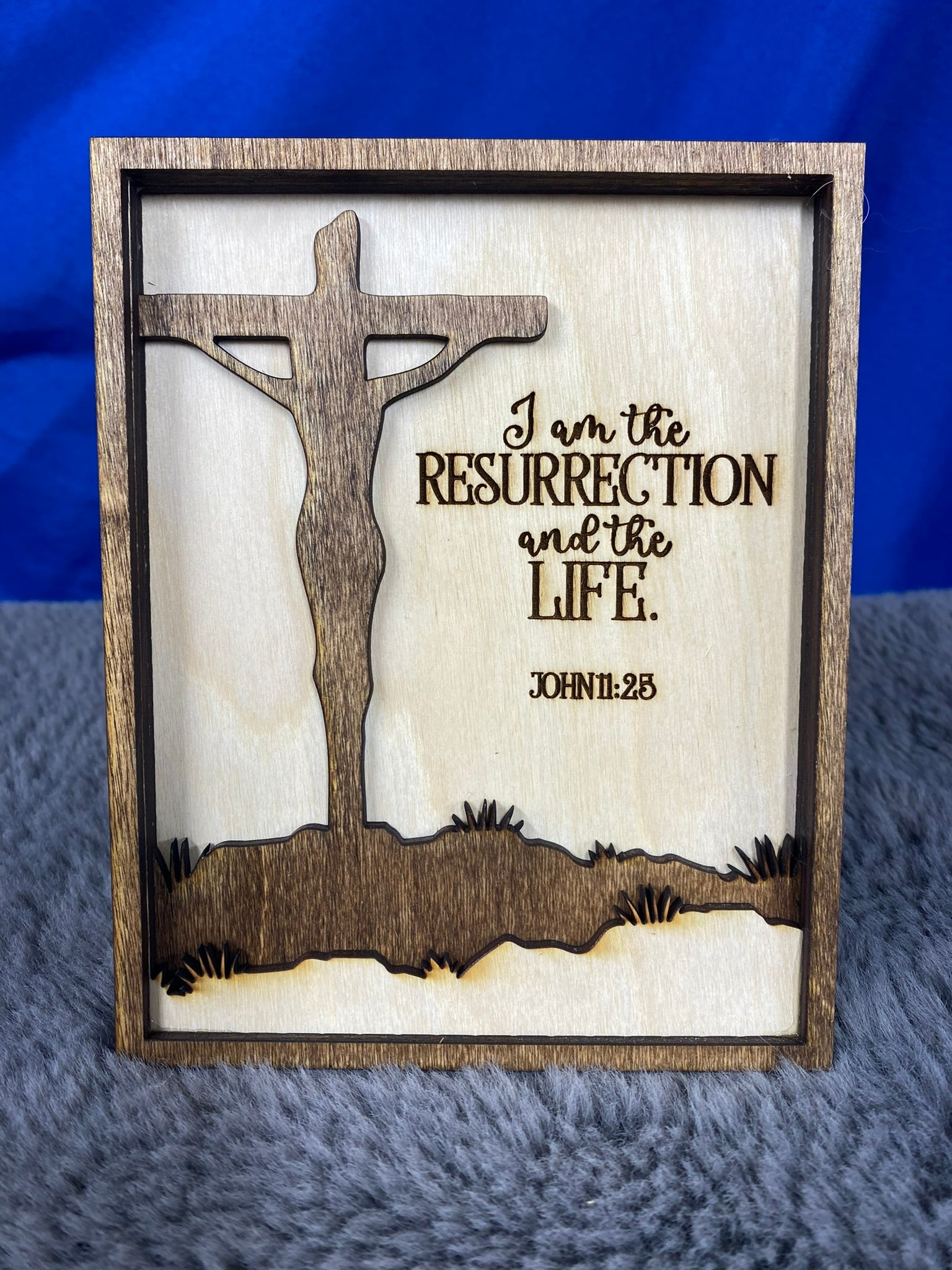 "I Am the Resurrection" Christian Easter faith wood plaque home decor