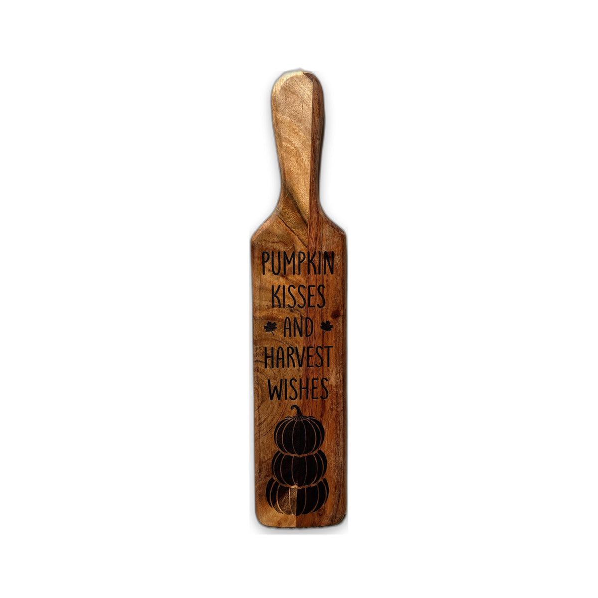 Pumpkin Kisses and Harvest Wishes laser-engraved wood paddle sign, fall decor